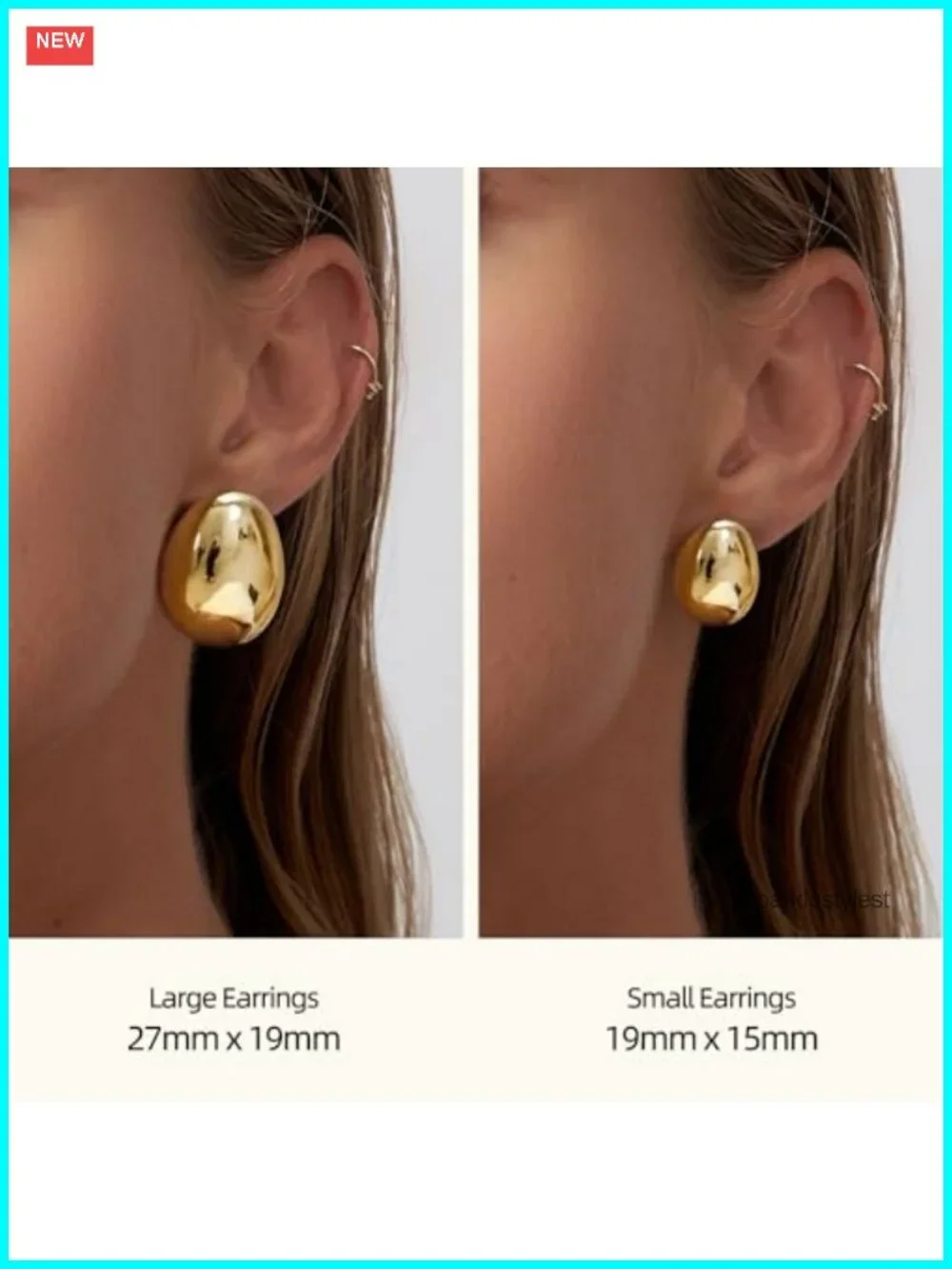 14K Gold Plated Chunky Hoop Earrings Set for Women, 2 Pairs